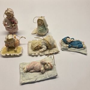 1993 Porcelain Ashton Drake Yolanda Bello Baby Ornaments Lot Of 6 Vtg 90s Decor